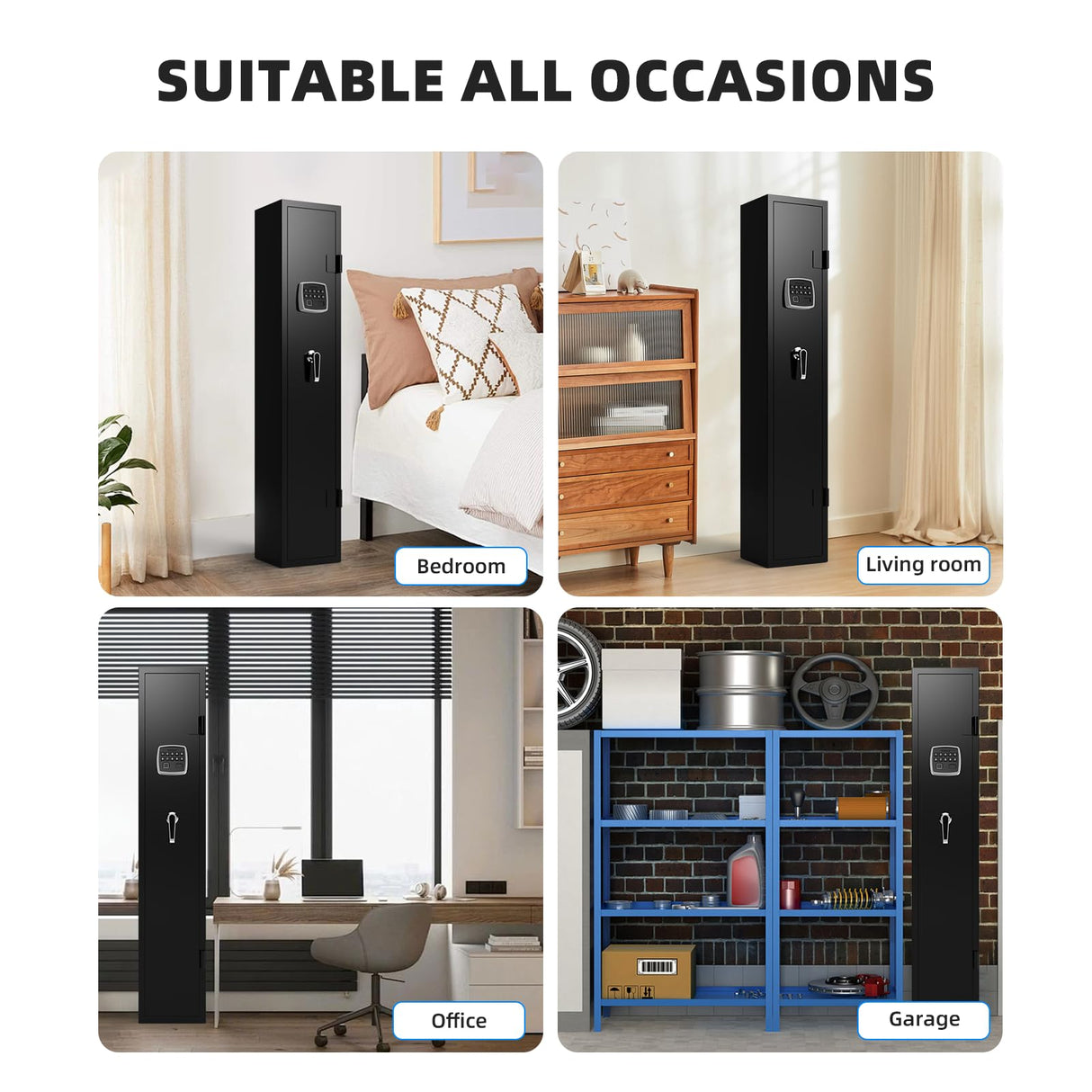 Emasme Gun Safe,Gun Safes & Cabinets Heavy-Duty Gun Safe for Home Rifle Pistols and Shotguns, Gun Cabinet Lock with Adjustable Rack, Pockets and Removable Shelf and Gun Rack Emasme