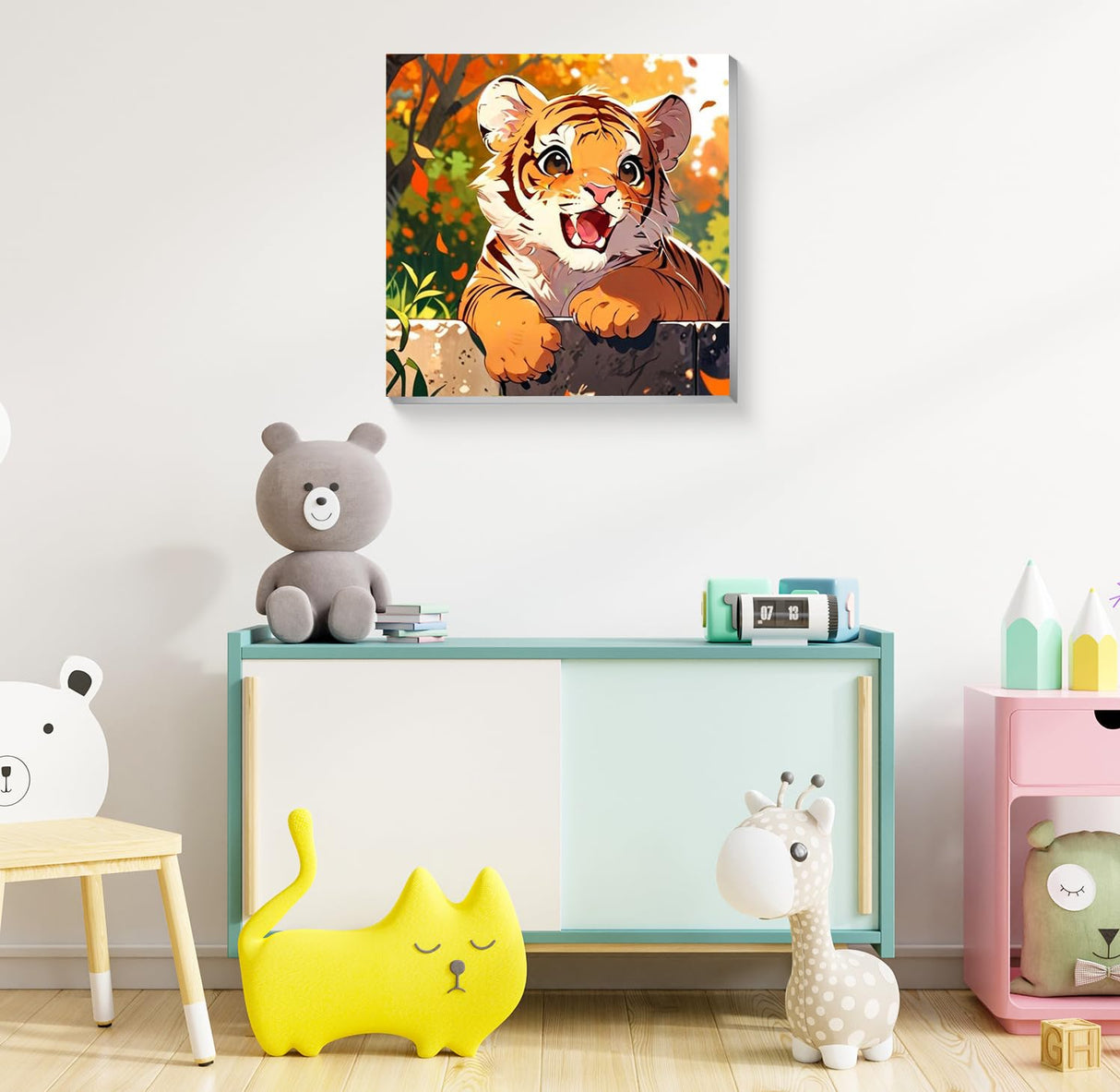 Reivworl Framed Paint by Numbers Kit for Adults Beginner & Kids Ages 8-12, Tiger Paint by Number with Frame and Easel, Painting by Numbers for Gifts and Home Decor (10X10 Inch) Reivworl