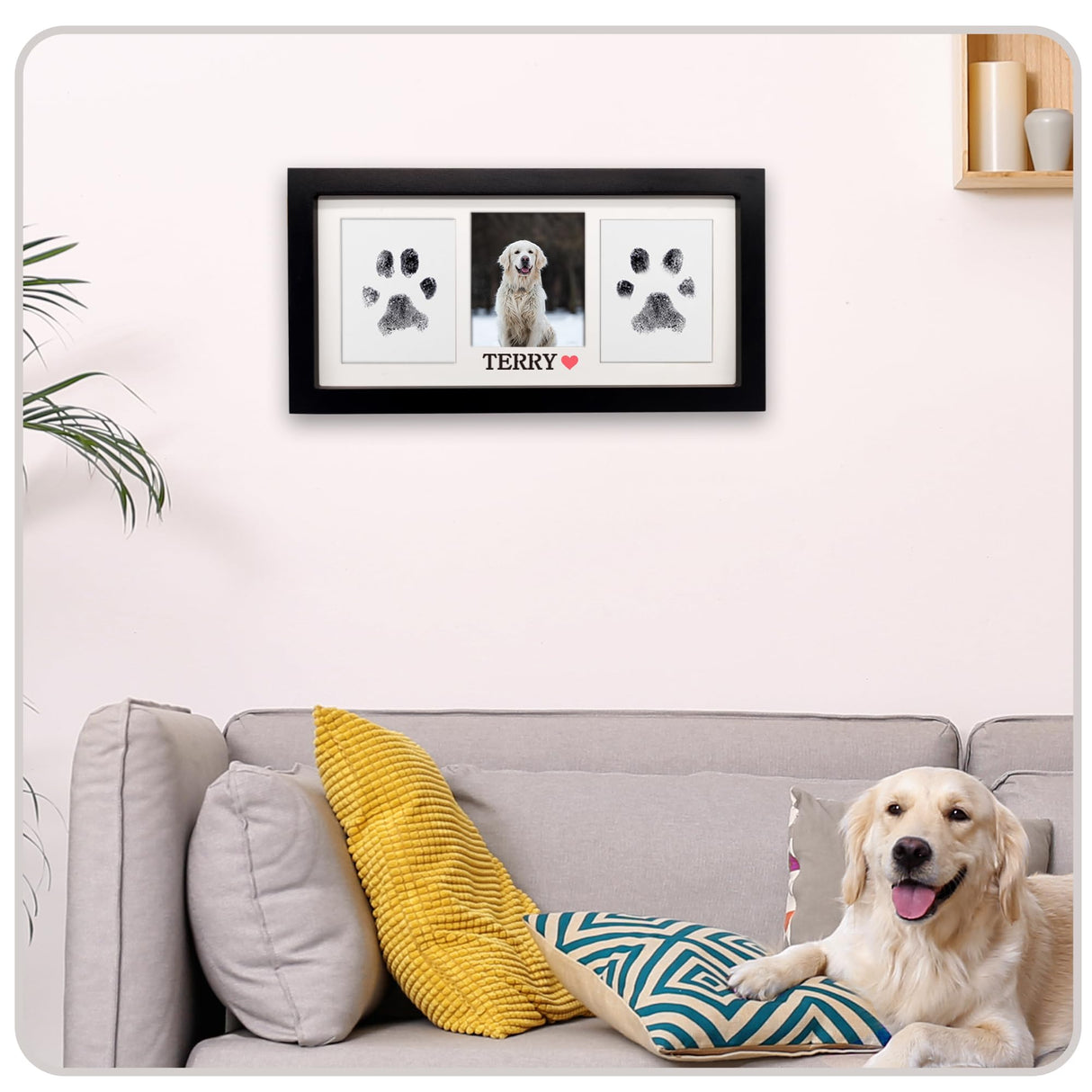 MYPAWLETS Paw Print Frame & Ink Pads Kit,Dog or Cat Paw Print Kit,2 No Mess Ink Pads for Pets,Paw Print Stamp Pad for Dogs,Wooden Pet Memorial Frame,Personalized Pet Paw Print Gifts MYPAWLETS