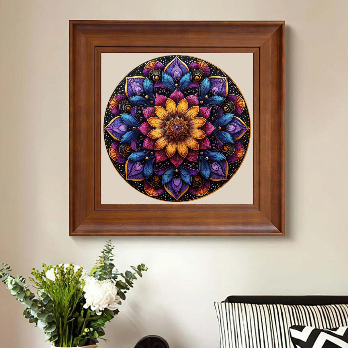 Mandala Wooden Puzzles for Adults 200 Pieces- Mandala Succulent Wooden Jigsaw Puzzles for Adults and Kids, Medium Family Reunion Puzzle, Valentine's Day Puzzle Gift for Lovers Friends Family jiroinlly