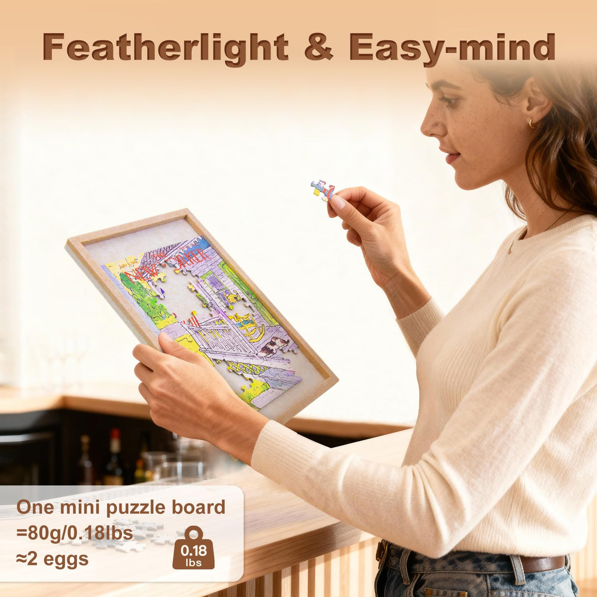 Piecevana Portable Puzzle Board 4-Pack, Small Jigsaw Puzzle Board for Mini Puzzles, 11.8" x 7.8" Lightweight Felt Puzzle Board for Travel, Outdoor Activities, Parties