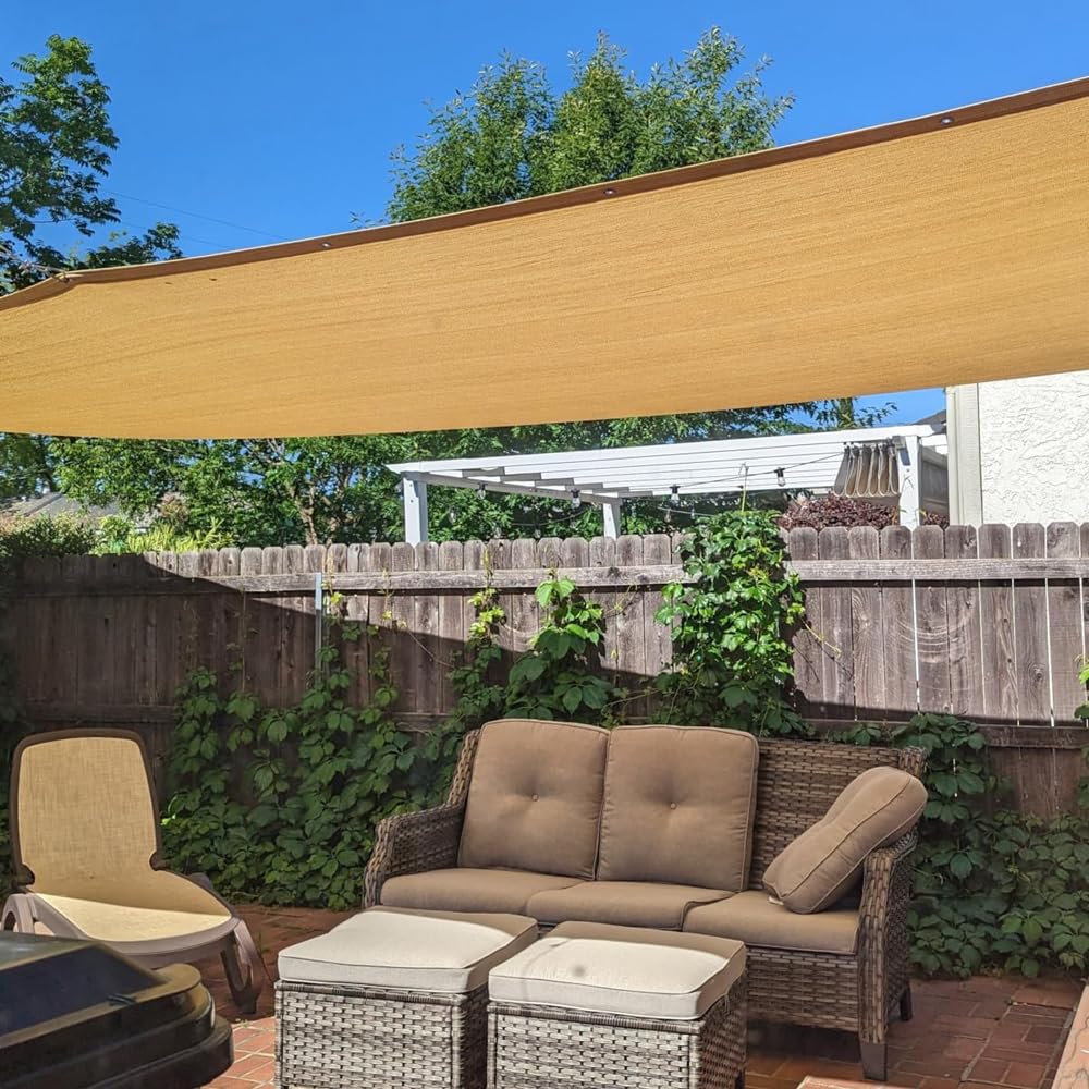 Vocray 90% Shade Cloth for Patio, 8X15 Ft Pergola Shade Cover, Sun Shade Sail for Beach, Deck, Porch, Balcony, Gazebo, Outdoor Shade for Garden, Carport, Pool. Vocray