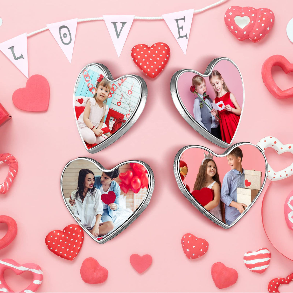 30 Pcs Sublimation Blank Pins DIY Button Badge Kit Sublimation Silver Blank Aluminum Sheet with Butterfly Pin Backs for DIY Craft Jewelry Lapel Making Supplies Valentines Day Gift(Heart, 0.75) Hanaive