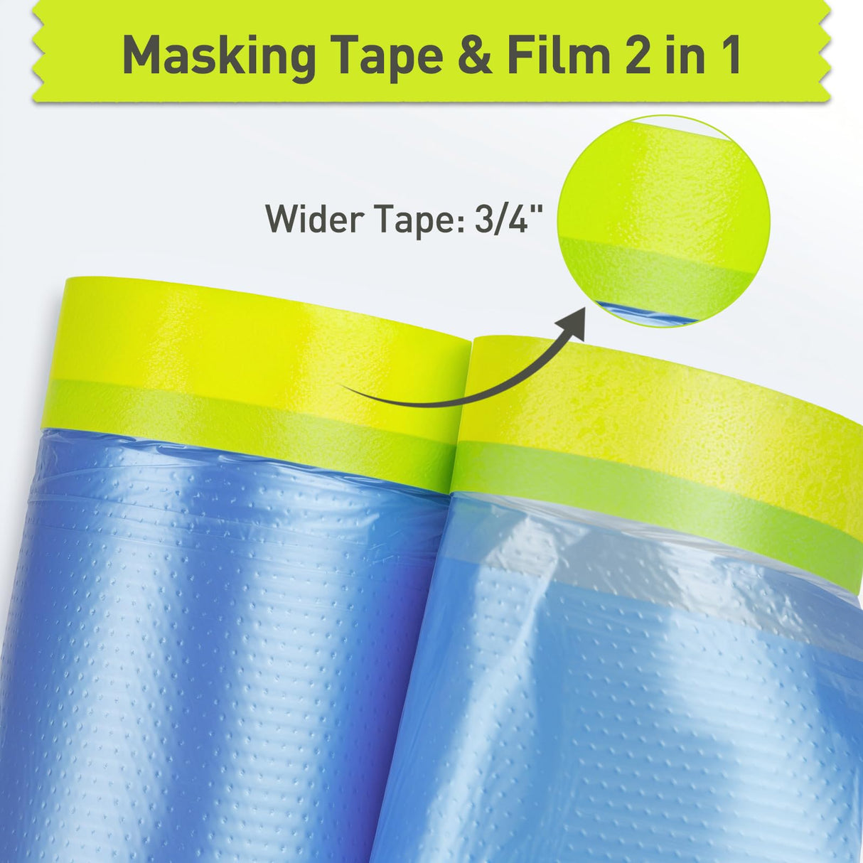 Pre-Taped Masking Film for Painting - 22" x 66' Painters Plastic Sheeting with Automotive Paint Tape and Drape for Covering Cars, Walls, Windows and Furniture Protection (2 Rolls) Tangibay