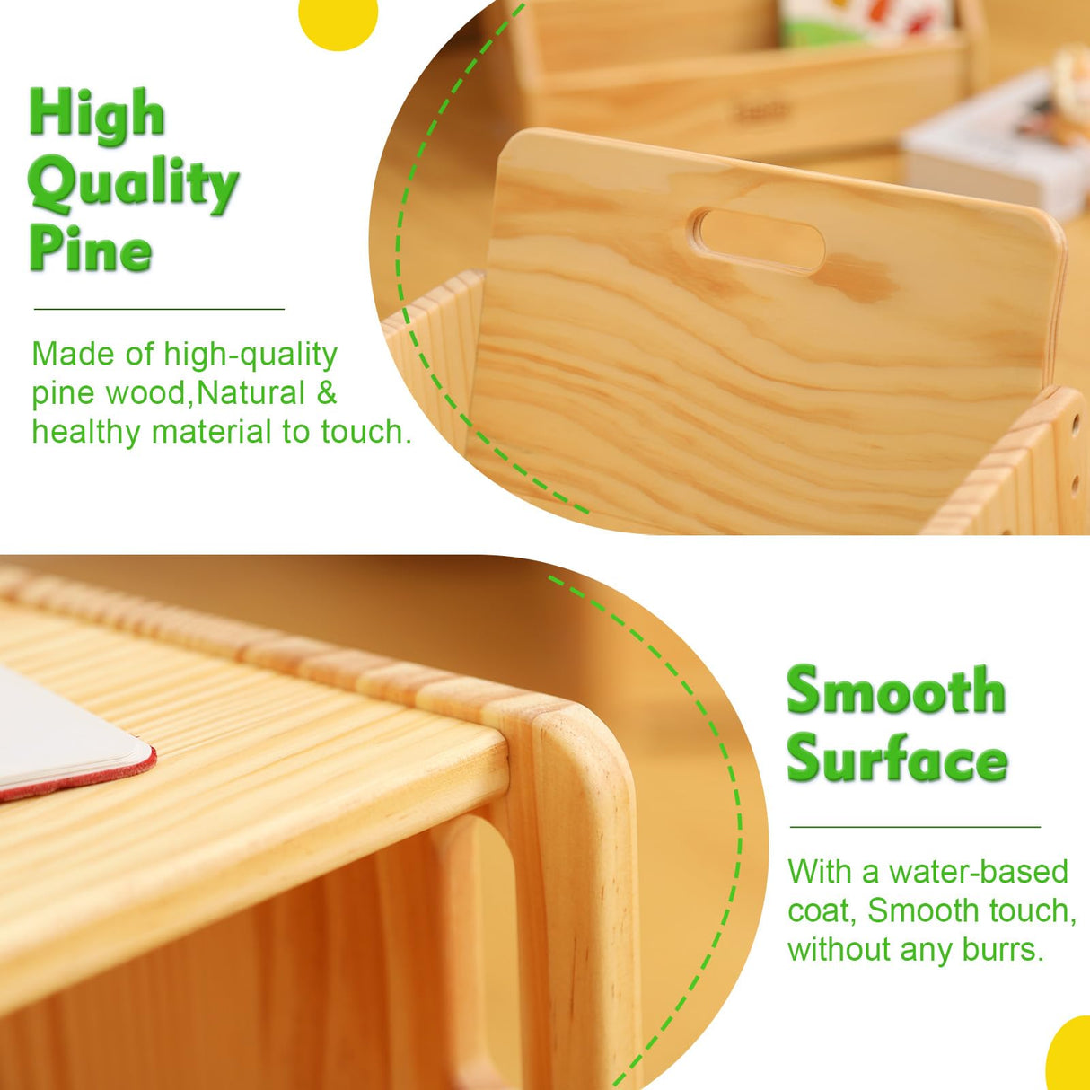 FUNLIO Montessori Weaning Table and Chair Set for Toddlers Age 1-3, Height Adjustable Toddler Table and Chair Set, Cube Kids Table Chair for Reading/Eating/Playing, Easy to Assemble, CPC Certified FUNLIO