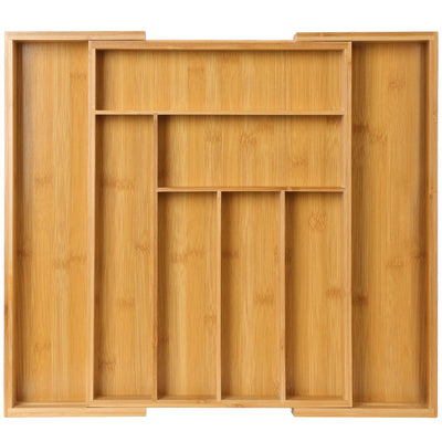 Pipishell Bamboo Expandable Drawer Organizer for Utensils Holder, Adjustable Cutlery Tray, Wood Drawer Dividers Organizer for Silverware, Flatware, Knives in Kitchen, Bedroom, Living Room