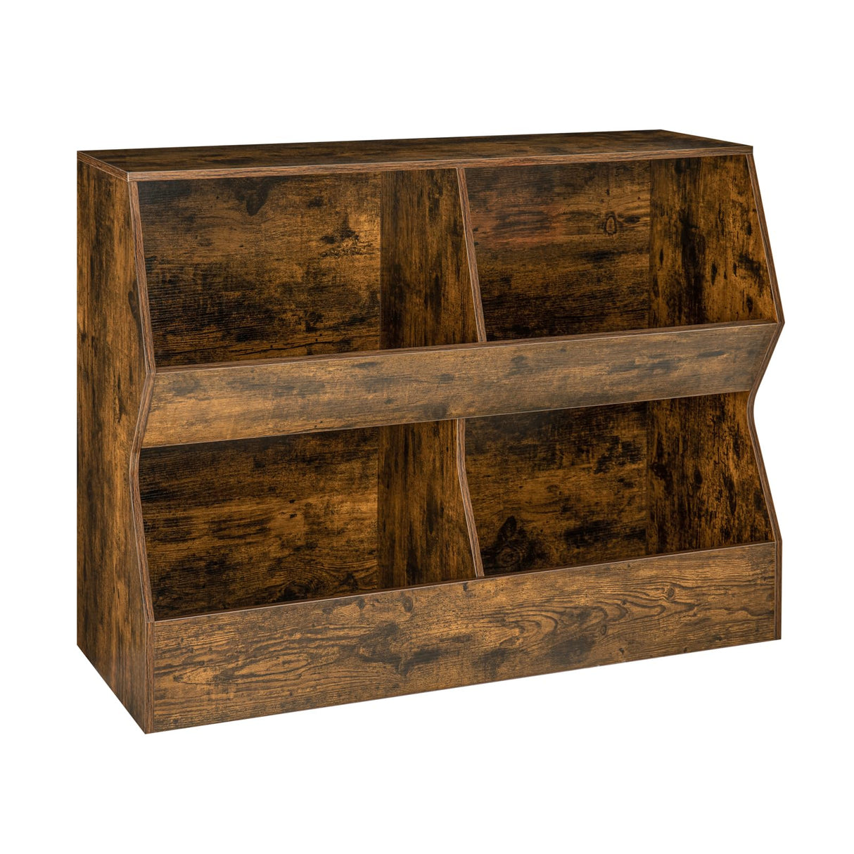 Kids Multifunctional Wooden Bookshelf & Toy Storage Cabinet in Rustic Brown DINZI LVJ