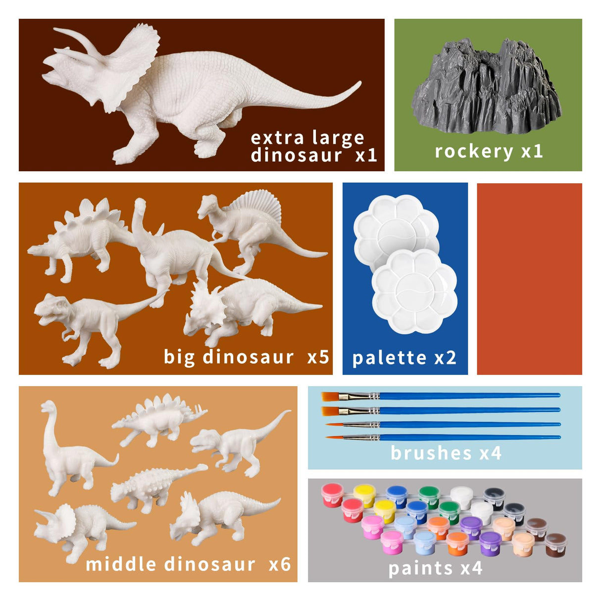 whatstem 3D Dinosaurs Painting Kit with 12 Dinos for Kids Age 3-15, Arts and Crafts Kits Drawing Toys with Dinosaurs Set Creativity Gifts for Boys and Girls whatstem