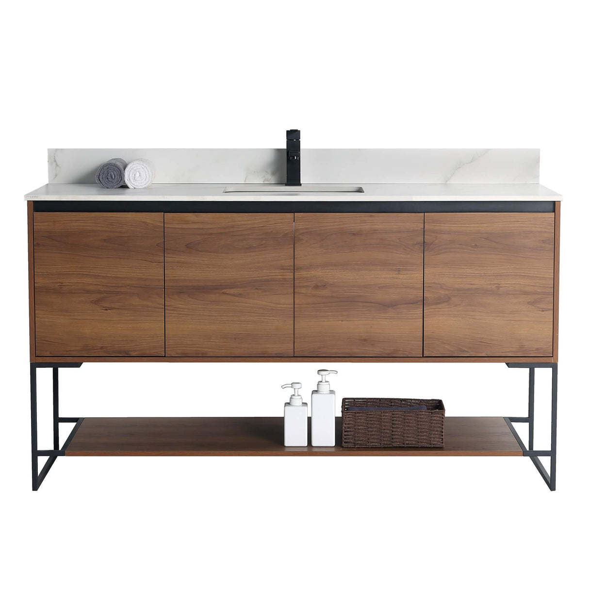 Fine Fixtures 60 Inch Bathroom Vanity with Sink - Modern Knob Free Design, Elegant Space-Saving Solution for Your Bathroom - Durable, Bathroom Vanities for a Contemporary Look - Urbania Collection Fine Fixtures