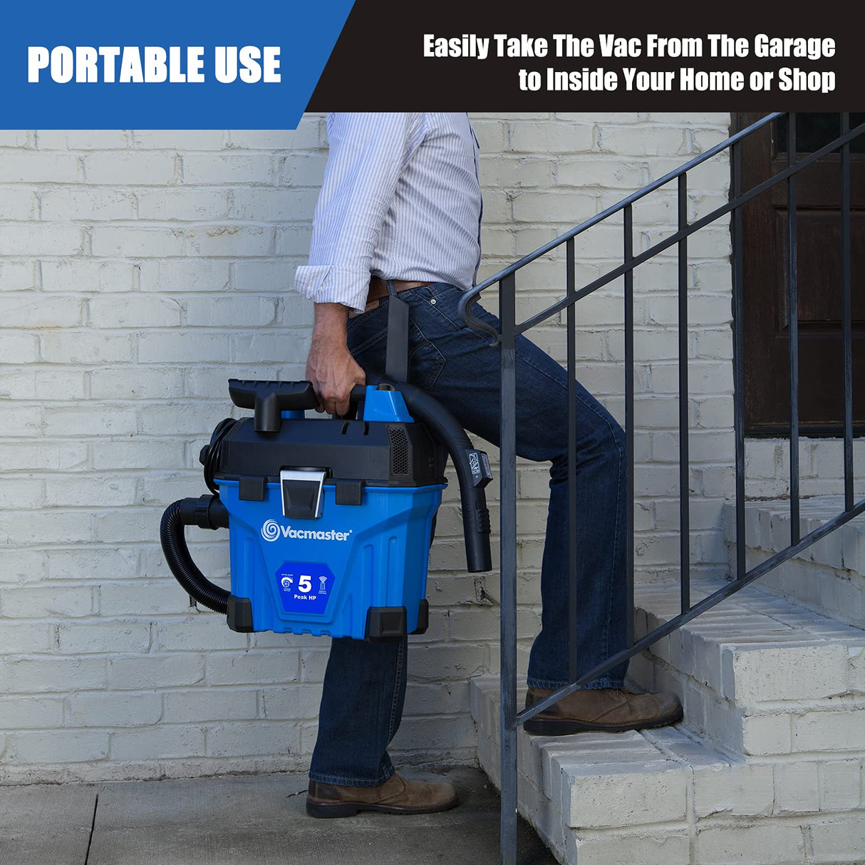 Vacmaster VWMB508 0101 5 Gallon Wall-Mount Wet/Dry Vacuum with Remote Control Operation Vacmaster