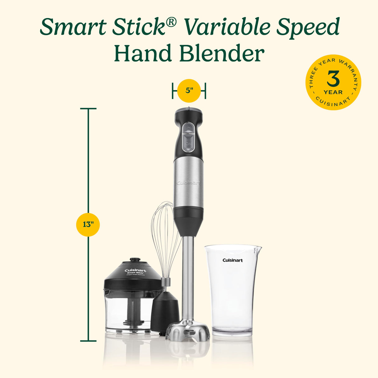Cuisinart CSB-179 Smart Stick Variable Speed Hand Blender, Stainless Steel Cuisinart