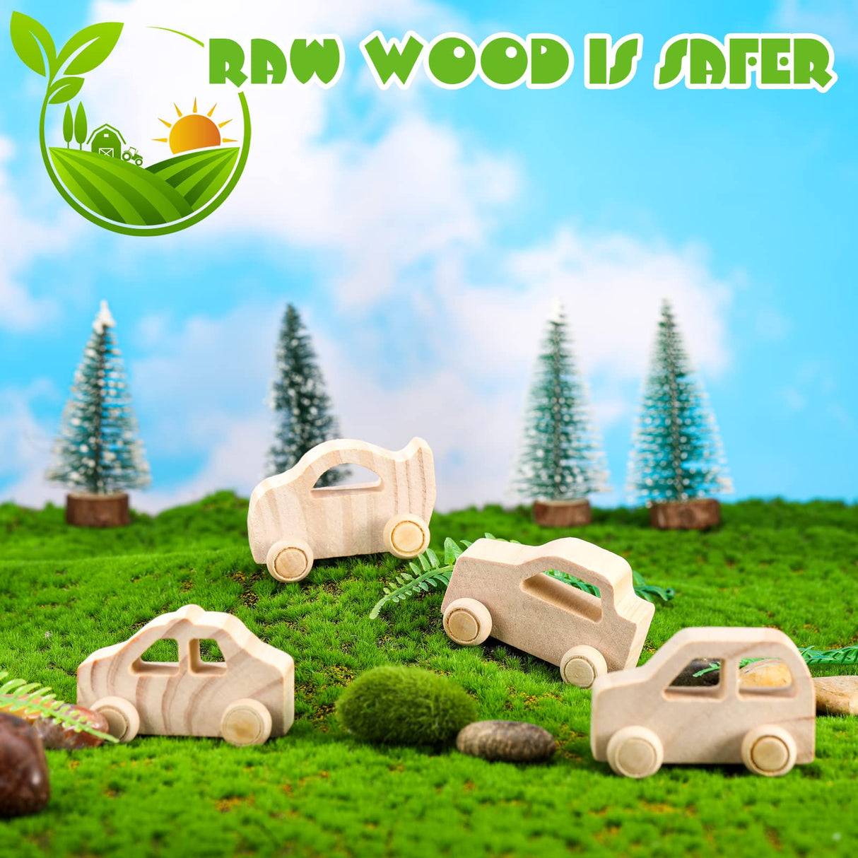Chivao 12 Pcs Wood DIY Car Toys, Unfinished Wooden Cars, Paintable Wood Toys, Wooden Crafts for Students Home Activities Craft Projects Easy Woodworking(Vivid Style) Chivao