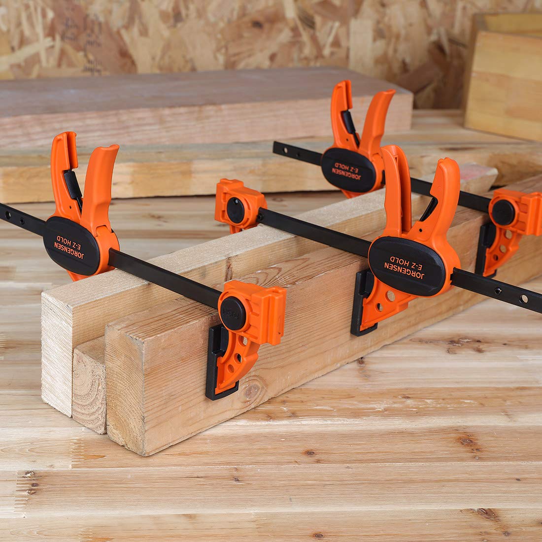 Jorgensen 6" Spreader/Bar Clamp Set, 4-pack,One-Hand Light Duty E-Z Hold Clamp/Spreader, 99216A,Black Orange Jorgensen