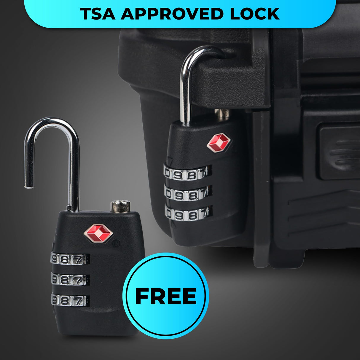 REBUST Lockable Gun Case- TSA Approved Firearm Travel Case with FREE TSA Lock- Hard Gun Safe for Handgun, Pistol, Revolver- Waterproof, Shockproof Gun Storage & Gun Carrying Case- 12.6x9.41x4.43 inch REBUST