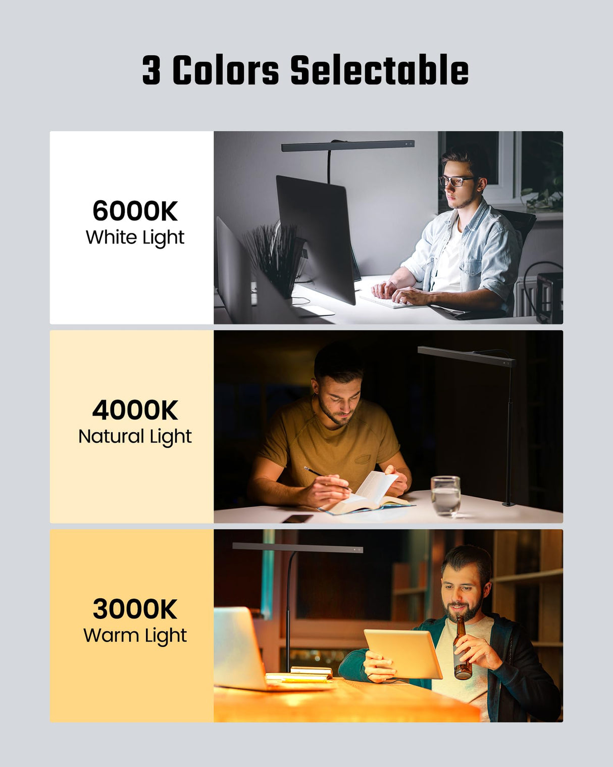 SUPERDANNY LED Desk Lamp for Office Home, Eye-Caring Desk Light with Adjustable Gooseneck, 12W Touch Control Dimmable Brightness, Architect Clamp Lamp with USB Adapter for Reading Study Workbench SUPERDANNY