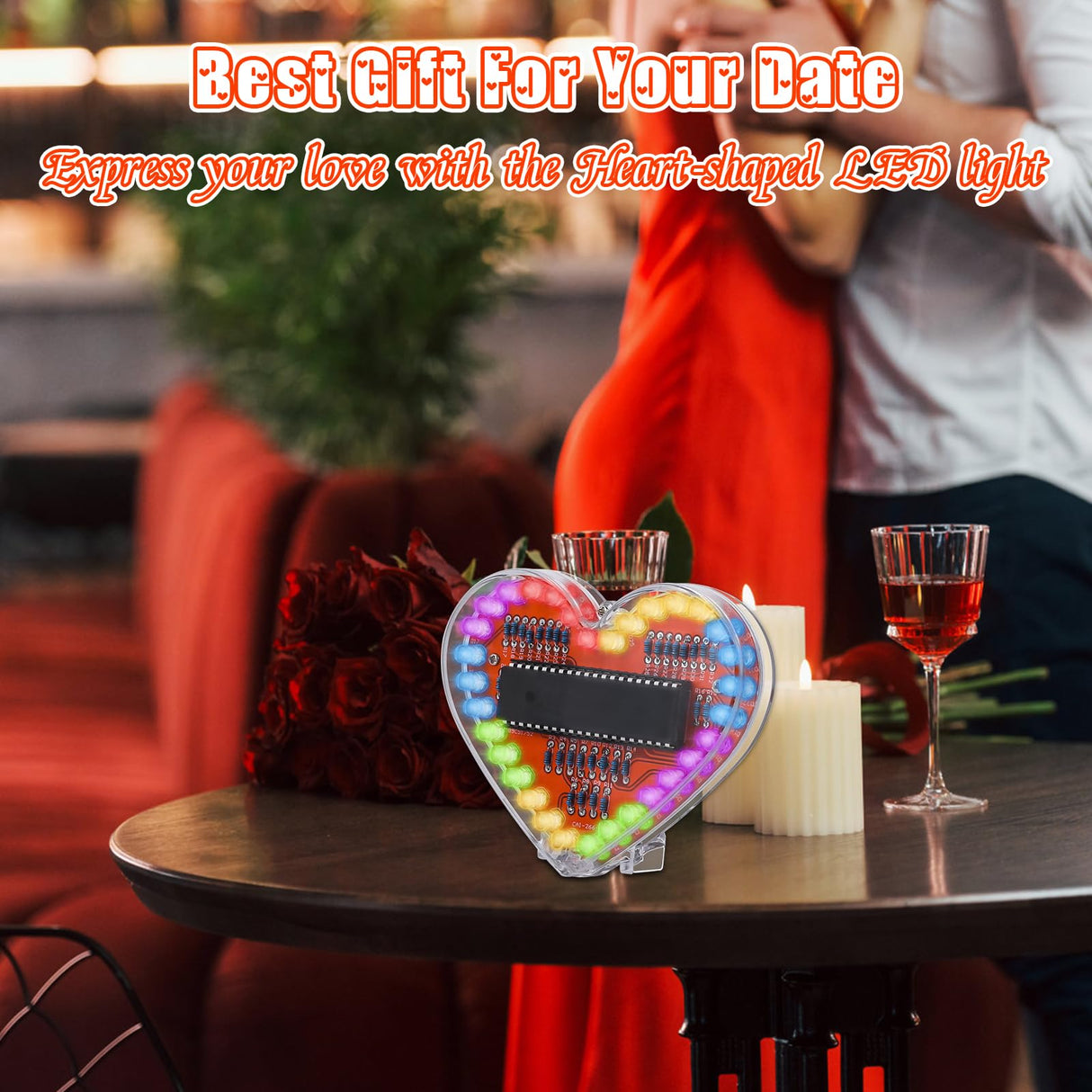 Soldering Practice Kit, ICSTATION Heart Shaped LED Light Soldering Project RGB LED DIY Electronic Kit for Beginners Diyers Student STEM Education and Valentine's Day Present for Your Lover IS