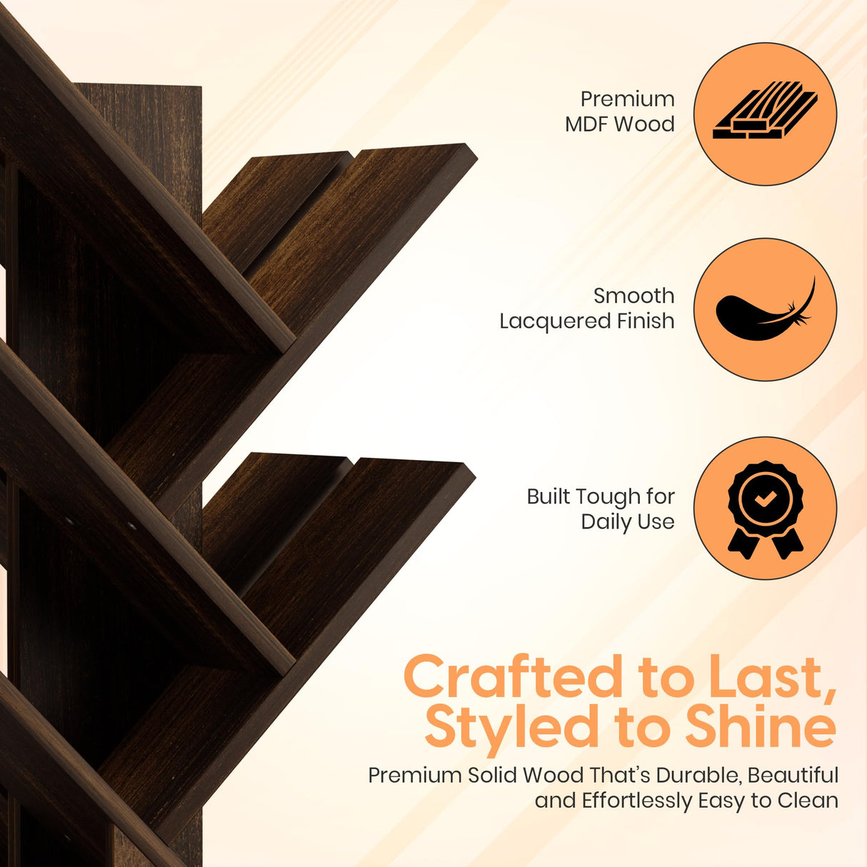 UniRodea Rotating Bookshelf Tree, 5 Tier Space Saving Narrow Bookcase, Unique 360° Spinning Tower, Premium Wood Corner Book Shelf for Kids or Office, Tall Standing Storage Organizer UniRodea