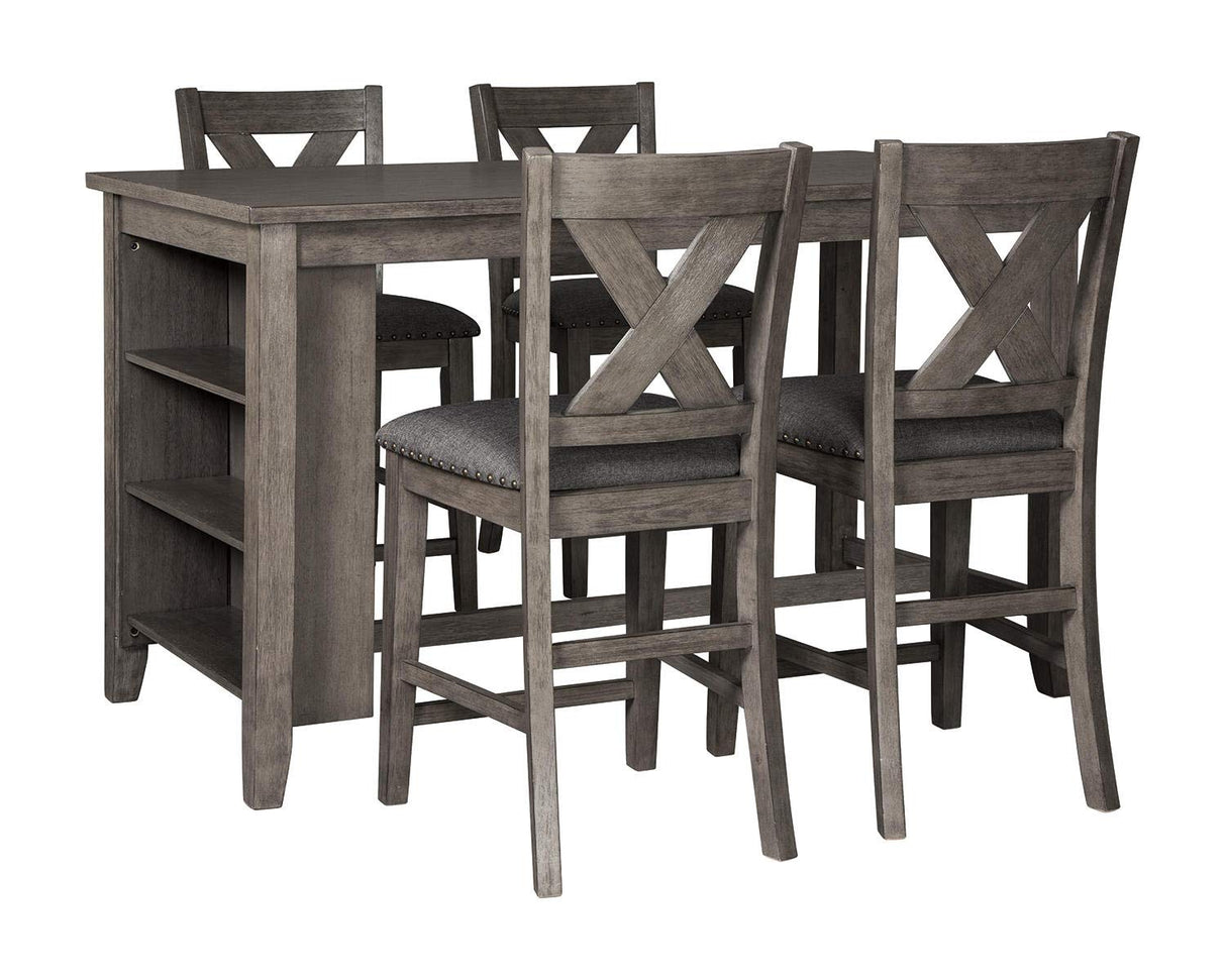 Signature Design by Ashley Caitbrook Rustic Counter Height Dining Table with Storage, Dark Gray Signature Design by Ashley