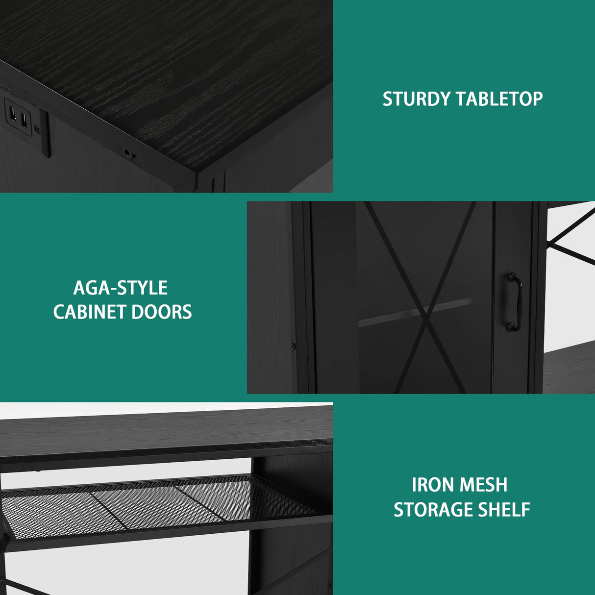 YITAHOME Fish Tank Stand with Power Outlets & LED Light, 55-75 Gallon Metal Aquarium Stand with Cabinet for Fish Tank Accessories Storage for Turtle Tank, Reptile Terrarium, 860LBS Capacity, Black YITAHOME