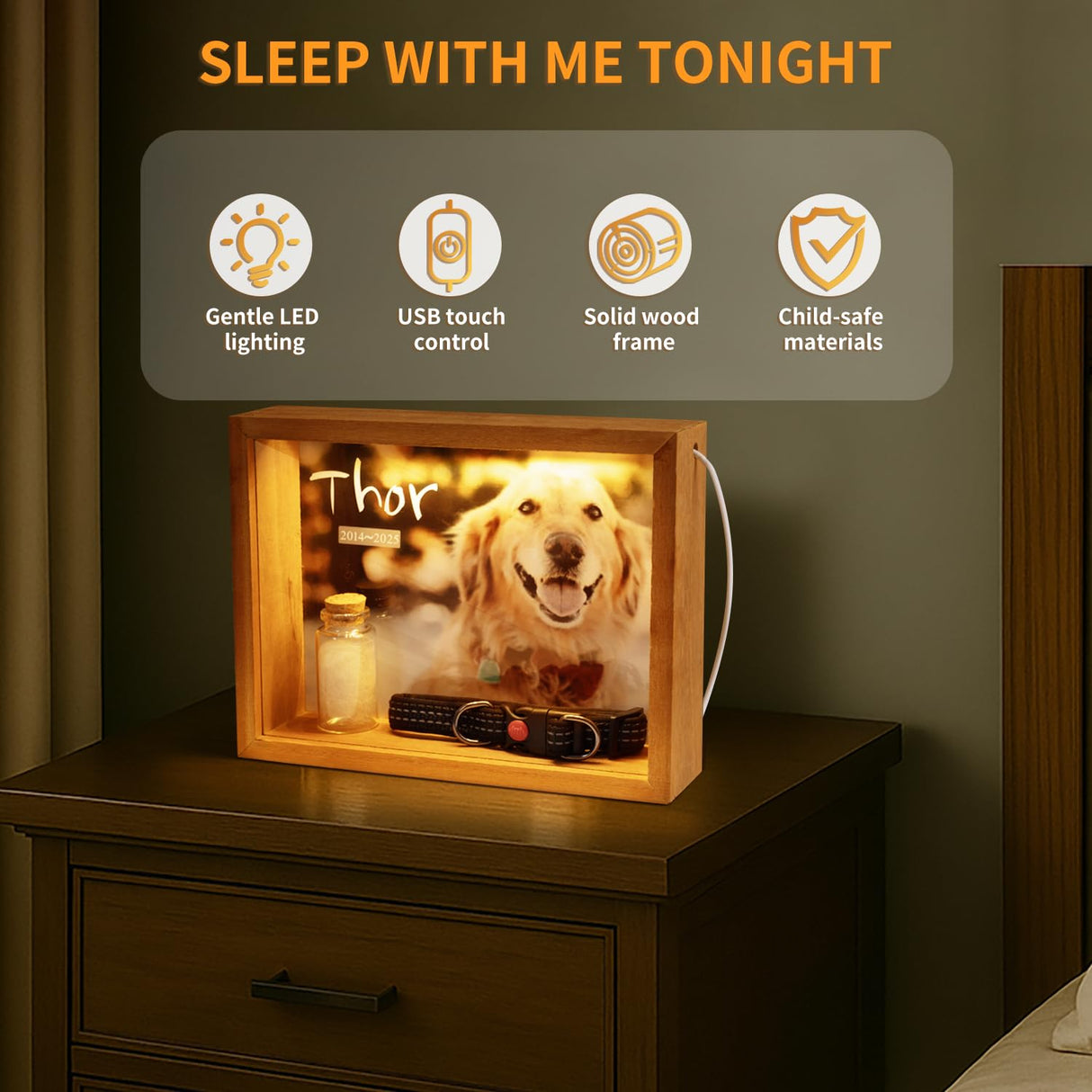 Jettiplex Shadow Box Frame for Dog Memorial - Pet Loss Sympathy Gift, Custom Paw Print Kit, Dog Urn for Ashes, Keepsake Display Case(8-inch) Jettiplex