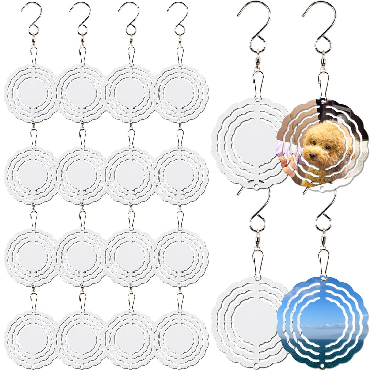 20 Pcs Sublimation Wind Spinner Blanks 3 Inch Bulk Aluminum Metal Ornaments Sublimation Blanks Products Heat Transfer Outdoor Garden Christmas Trees Decoration Sublimation Blank Wind Spinners LaiHiulaan