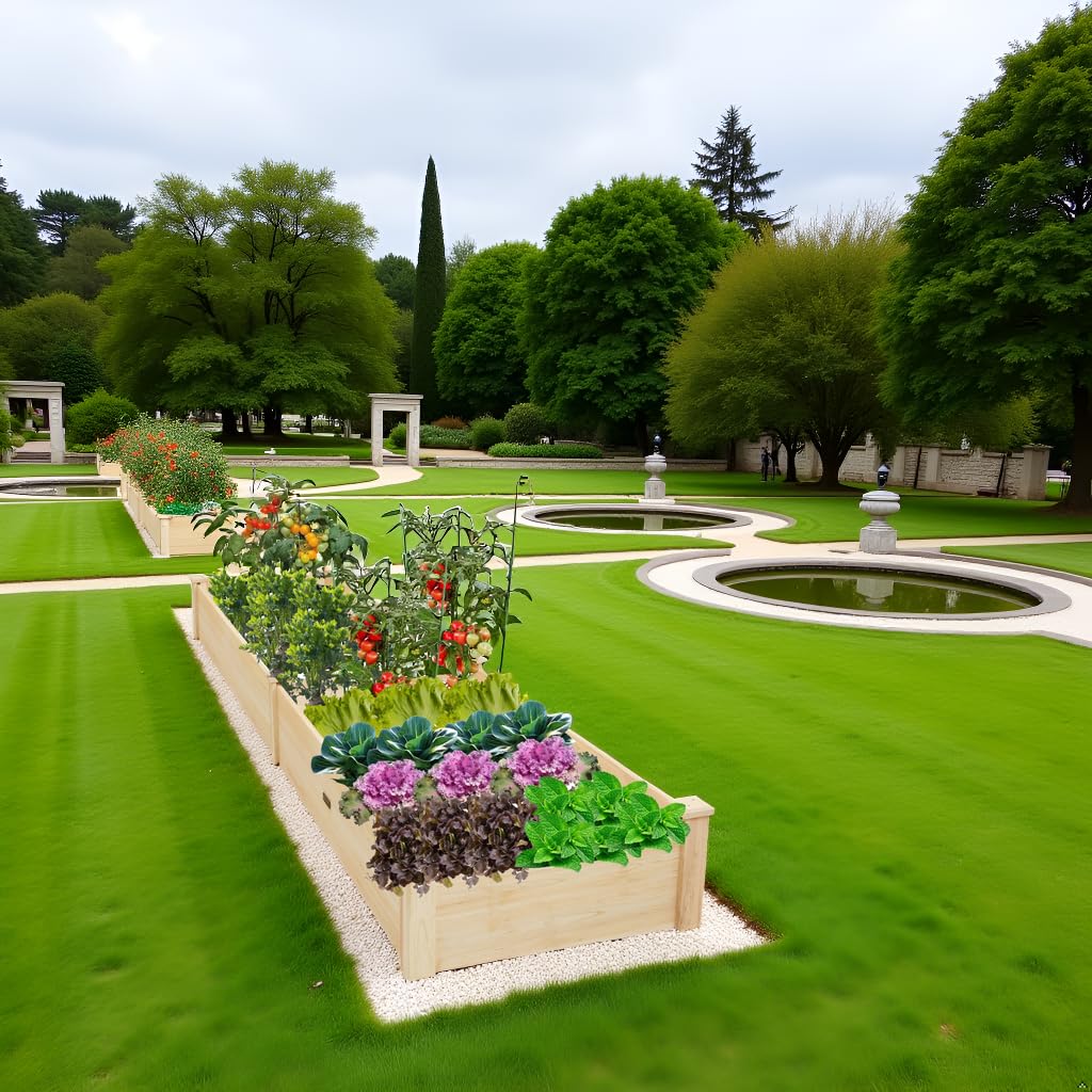 ZSYWODFO 8x2ft Outdoor Wooden Raised Garden Bed,Elevated Planting Planter Box for Vegetables/Garden/Lawn/Patio,Natural Wood, 96 x 24 x 9in ZSYWODFO