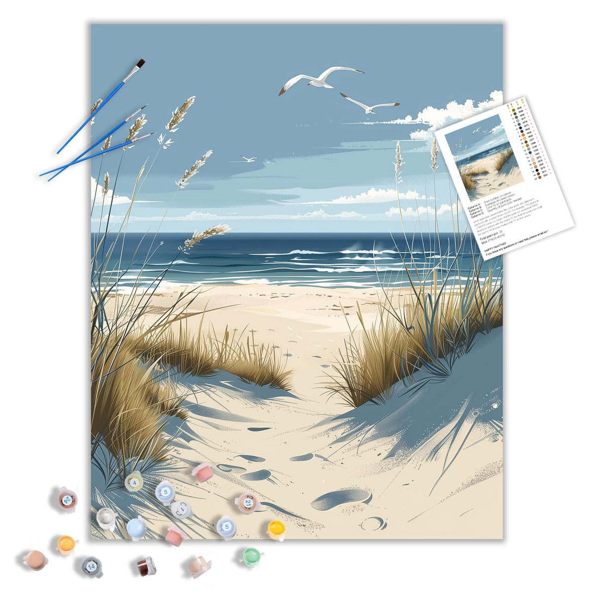 ARNLRDYA Ocean Landscape Paint by Number Kits, Seagull Beaches DIY Paint by Numbers for Beginner, Waves Coastal Reed Scenery Acrylic Painting for Gift Home Wall Decor(16×20inches, No Frame) ARNLRDYA