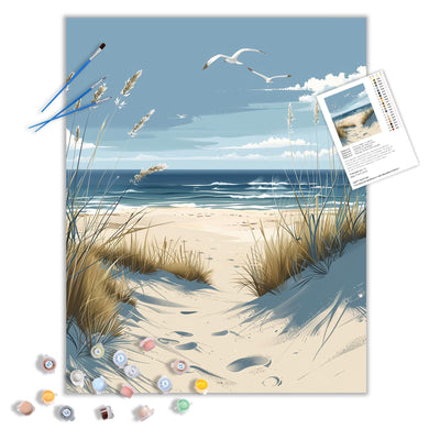 ARNLRDYA Ocean Landscape Paint by Number Kits, Seagull Beaches DIY Paint by Numbers for Beginner, Waves Coastal Reed Scenery Acrylic Painting for Gift Home Wall Decor(16×20inches, No Frame)
