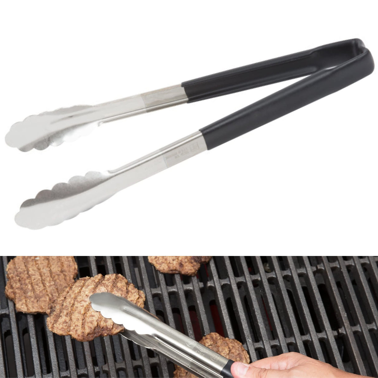 Vollrath 4781220 Jacobs's Price 12-Inch 1-Piece Tong, Stainless Steel, Black Handle Vollrath