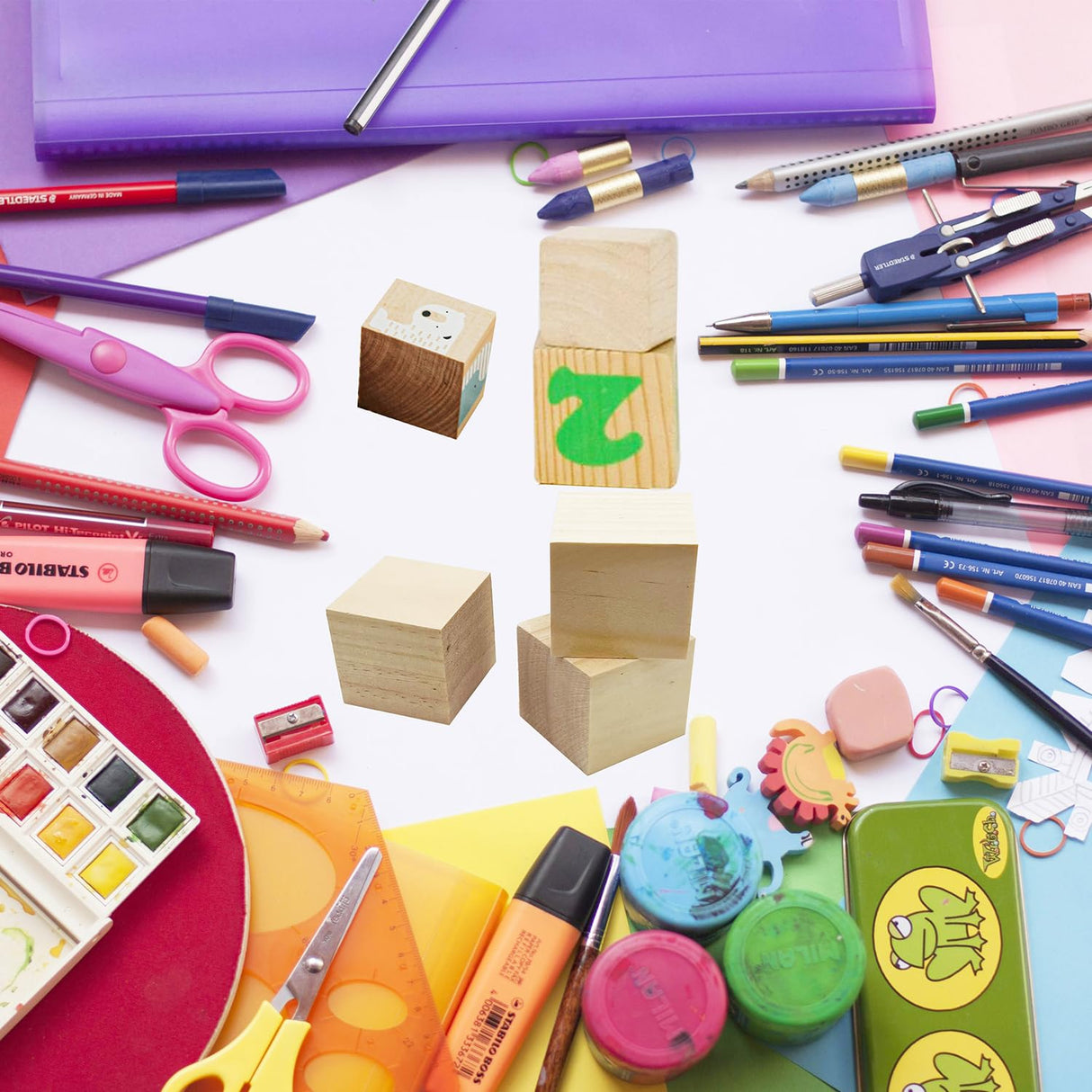 6 Pcs 2 Inch Wood Cubes, Unfinished Natural Wood Square Blocks for Arts and Crafts XYSMZM