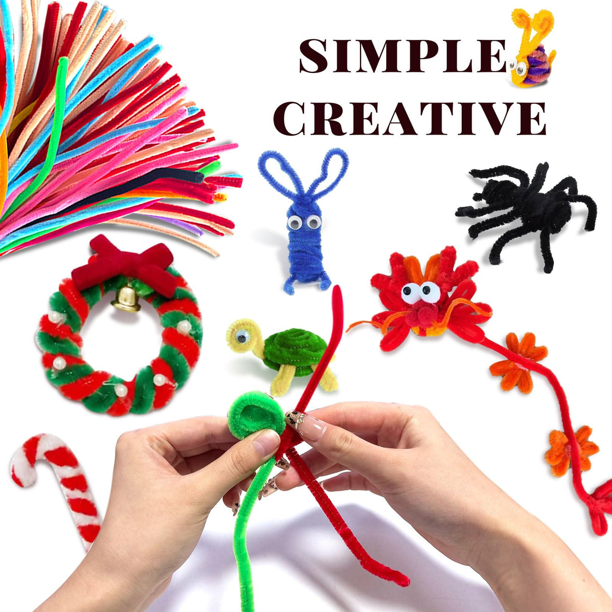 Pipe Cleaners Craft Supplies,Multi-Colored Chenille Stems for DIY Arts Crafts Project,Green Pipe Cleaners Bulk Easter Basket Stuffers,Fidget Toys for Ages 8-13,Teen Girl Gifts,Kids Crafts VZF