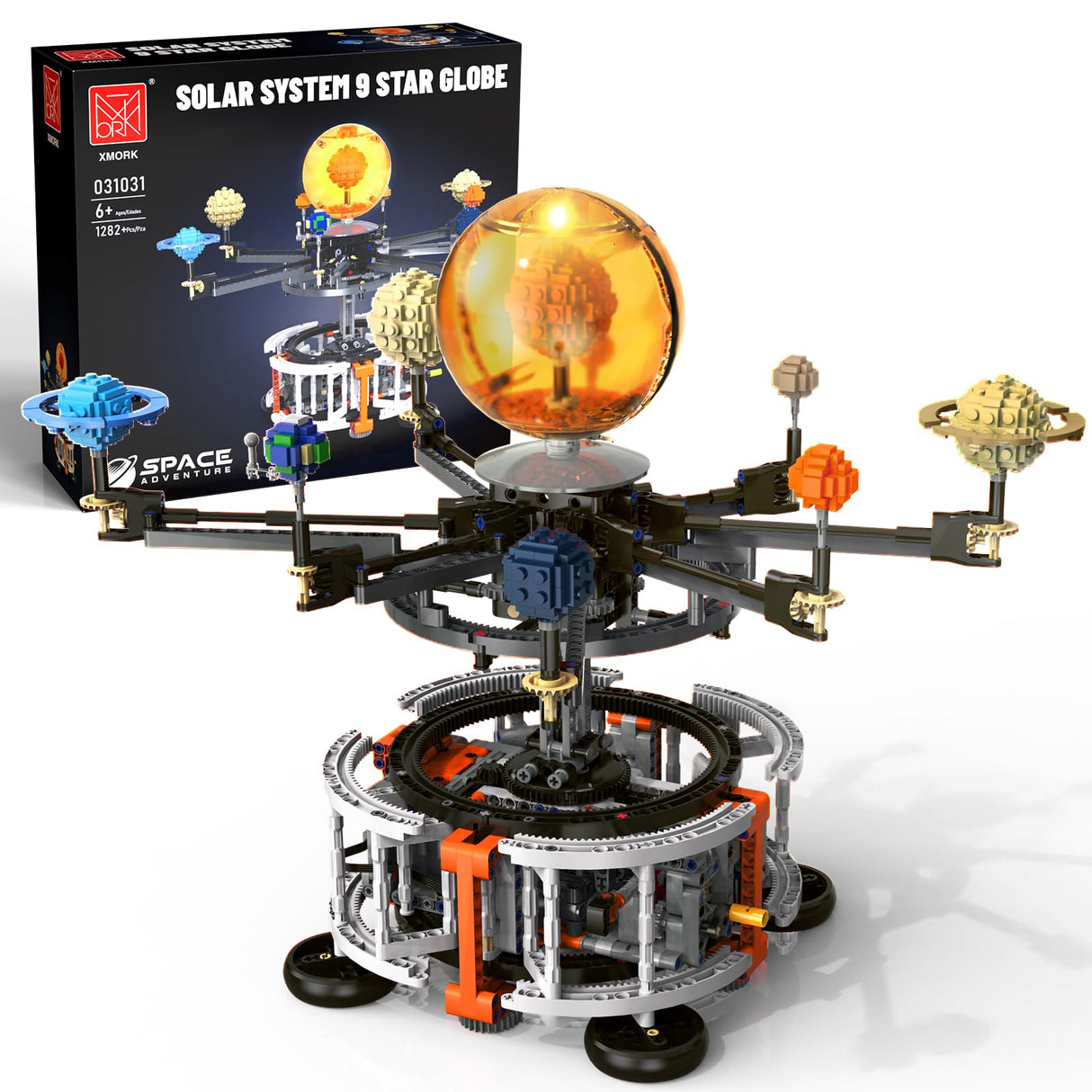 MOCBURIKU Solar System Building Set for Kids, STEM Toys with Rotatable Handle and Mechanical Gears, Space Toys for Home/School Science Learning, Birthday Gifts for Boys Girls Ages 6-12(1282pcs) MOCBURIKU