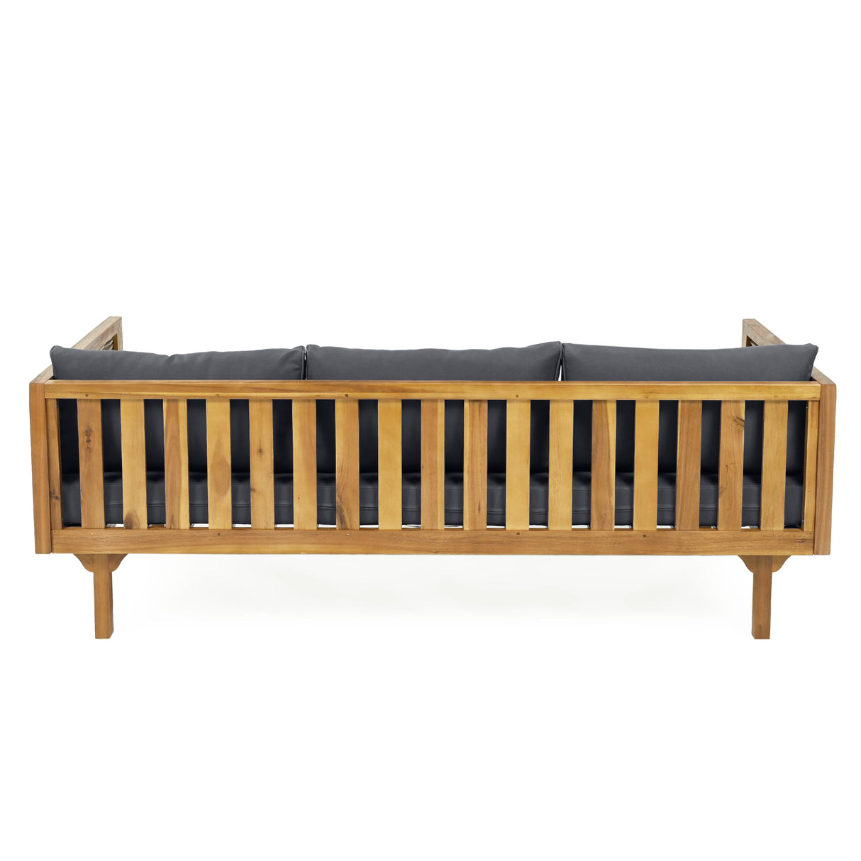 Merax 67.5" Outdoor Patio Daybed 3 Seater Sofa Bed,Acacia Wood Frame with Rattan Arm,Cushion & Pillow for Garden Merax