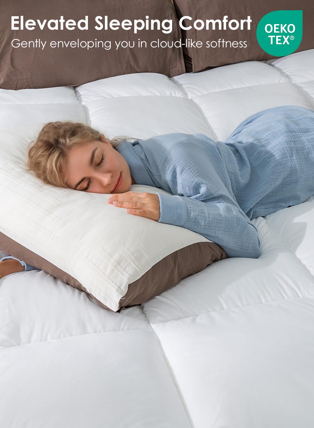 QUEEN ROSE Full Size Mattress Topper, Extra Soft Pillow Top Mattress Topper Full, Cooling Thick Plush Bed Topper Cloud-Like Down Alternative, Baffle Box White, for Back Pain Relief QUEEN ROSE