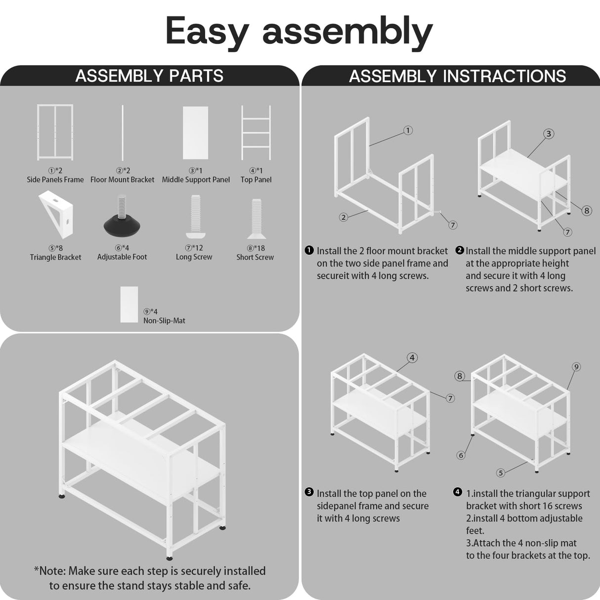 MEWSDEN Fish Tank Stand - 40 Gallon Heavy Duty Metal Aquarium Stand, Reptile & Turtle Breeder Tank Combo (White, 36.5"x18.5"x29.5") MEWSDEN