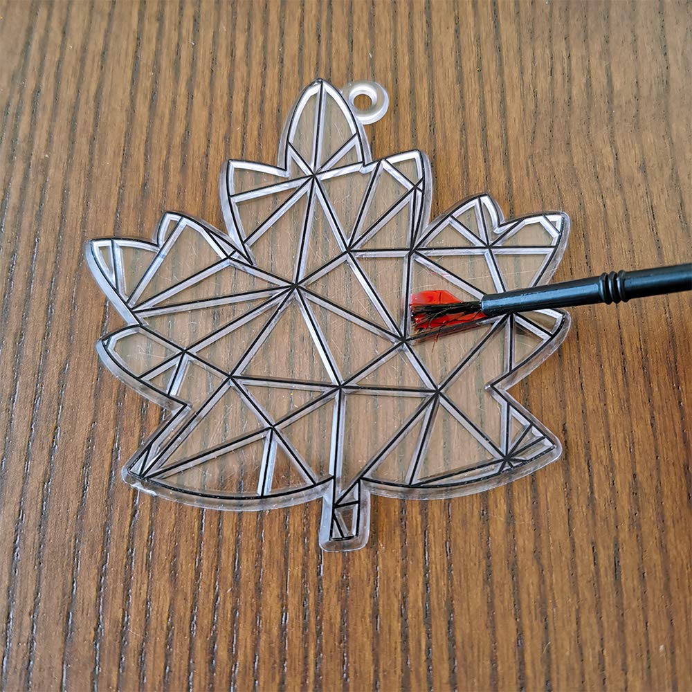 Winlyn 24 Sets Fall Leaf Suncatchers Ornaments Decorations DIY Window Paint Art Suncatchers Craft Kits Autumn Maple Leaf Sun Catchers for Kids Classroom Thanksgiving Harvest Party Art Project Winlyn