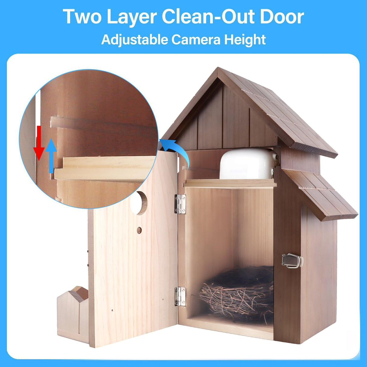 Q-DIRT PRO Bird House with Camera, Smart Birdhouse with Camera Solar Power, 1080p HD WiFi Outdoor Bird Box, Auto Capture Bird Videos & Motion Detection, Nesting Box for Birds (Dark Color, Normal) Q-DIRT PRO