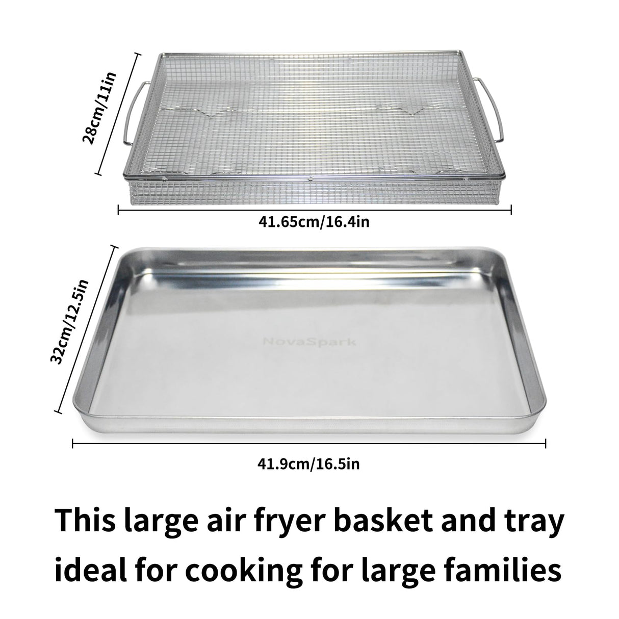 Air Fryer Basket for Oven Bacon Rack Baking Sheet Stainless Steel Basket Convection Oven Tray Dishwasher Large 16.5"x12.5" Bbq Brush Bakeware Pan Wire Rack Cookie Cooling Rack Novaspark