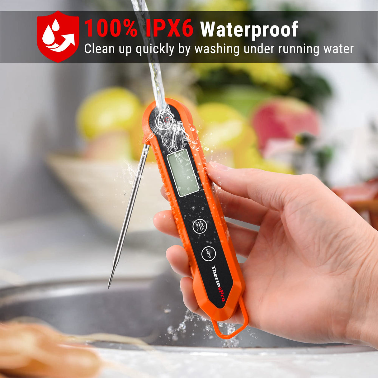 ThermoPro TP03H Digital Instant Read Meat Thermometer for Grilling Waterproof Kitchen Food LCD Thermometer with Calibration & Backlight Smoker Oil Fry Candy Thermometer ThermoPro