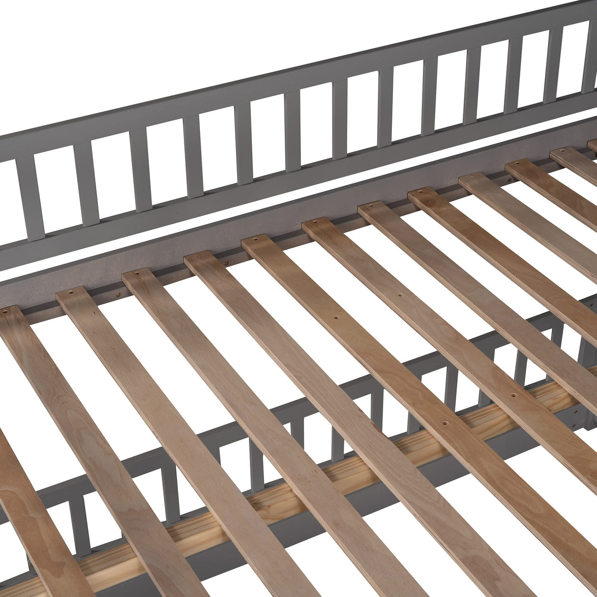 Harper & Bright Designs Bunk Bed with Slide, Full Over Full Low Bunk Bed with Fence & Ladder for Toddler Kids Girls Boys (Gray) Harper & Bright Designs