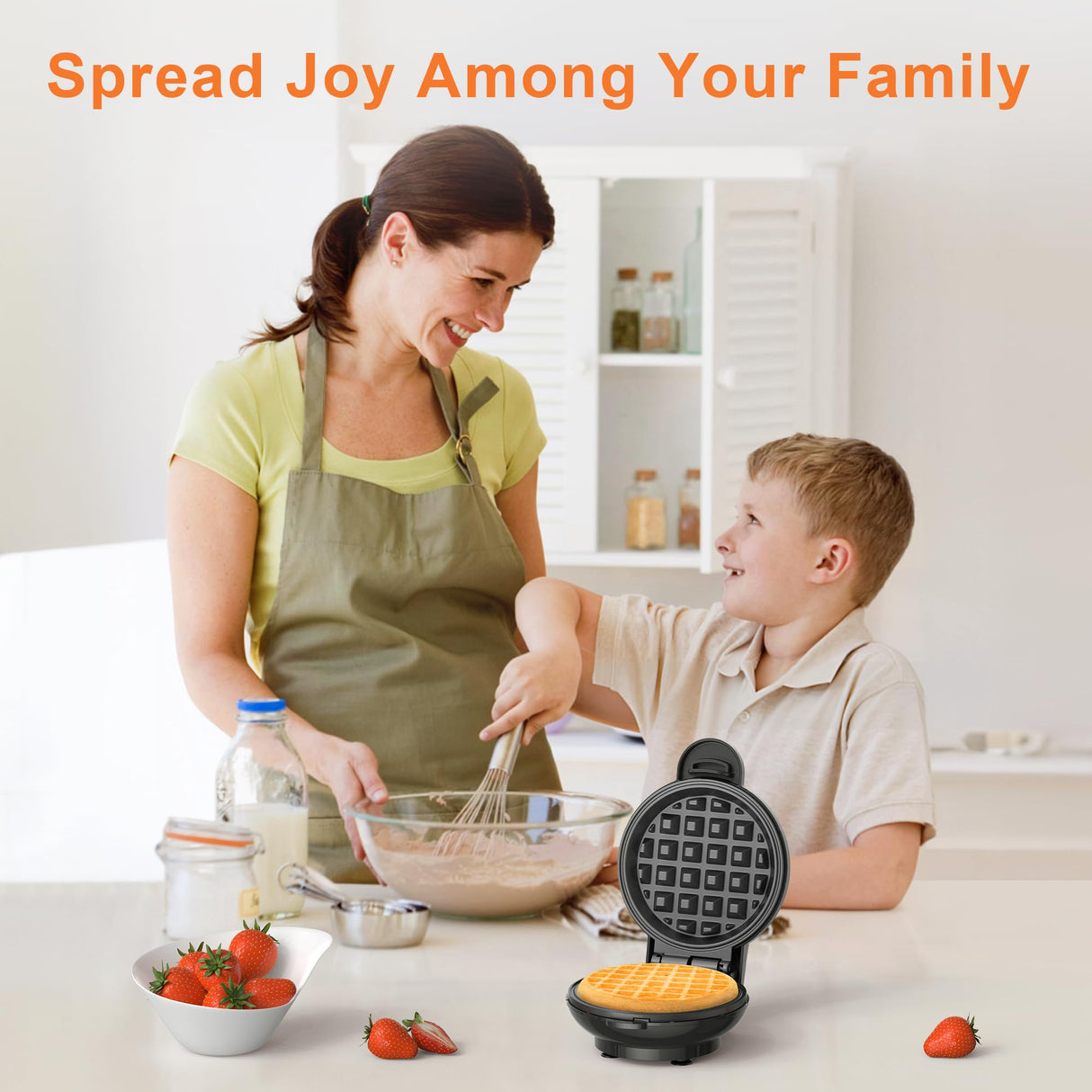 Crownful Mini Waffle Maker Machine, 4 Inch Chaffle Maker with Compact Design, Easy to Clean, Non-Stick Surface, Recipe Guide Included, Perfect for Breakfast, Dessert, Sandwich, or Other Snacks CROWNFUL