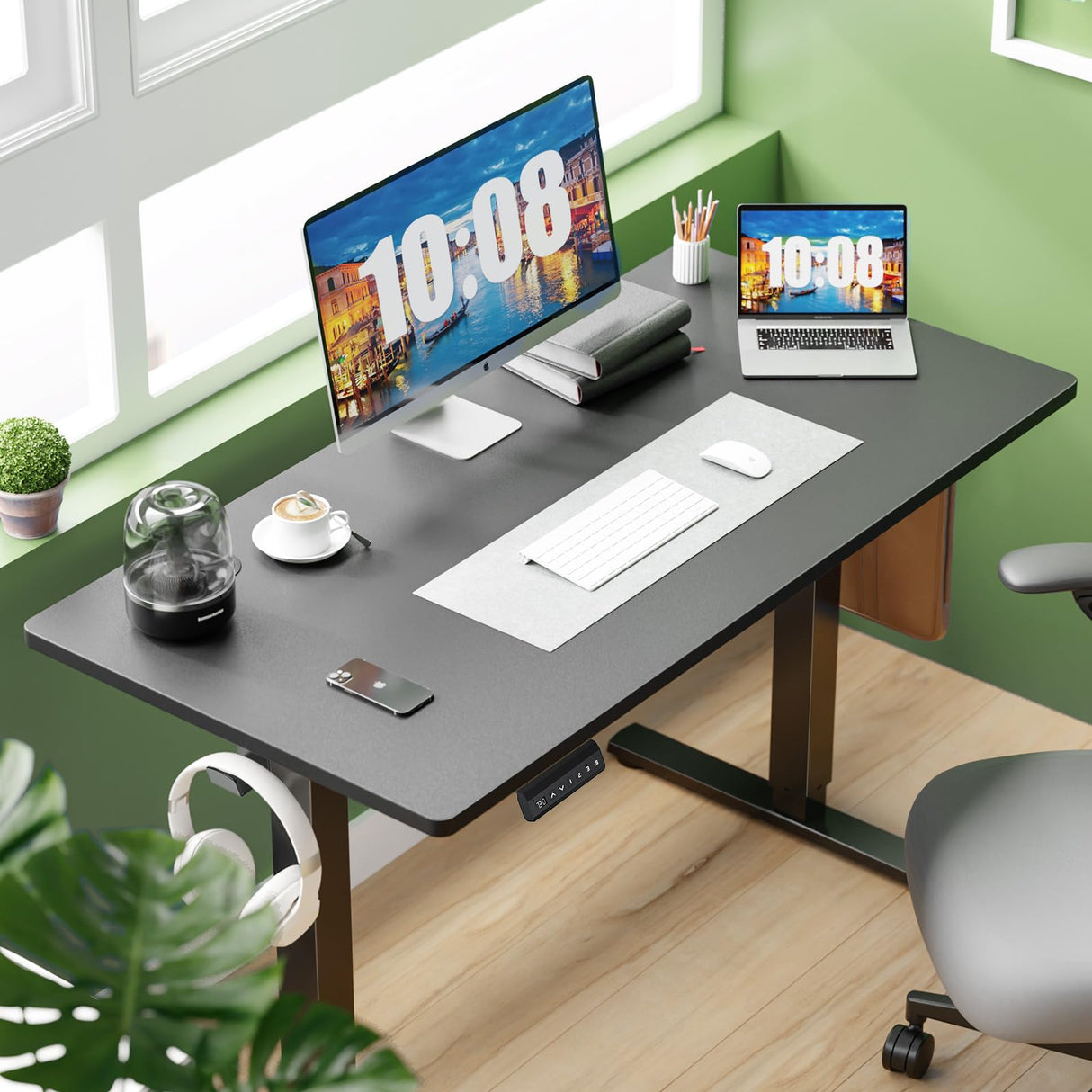 Zibbizo Electric Height Adjustable Standing Desk, 40x24 Inches, Ergonomic Sit-to-Stand Rising Computer Table for Home Office Zibbizo