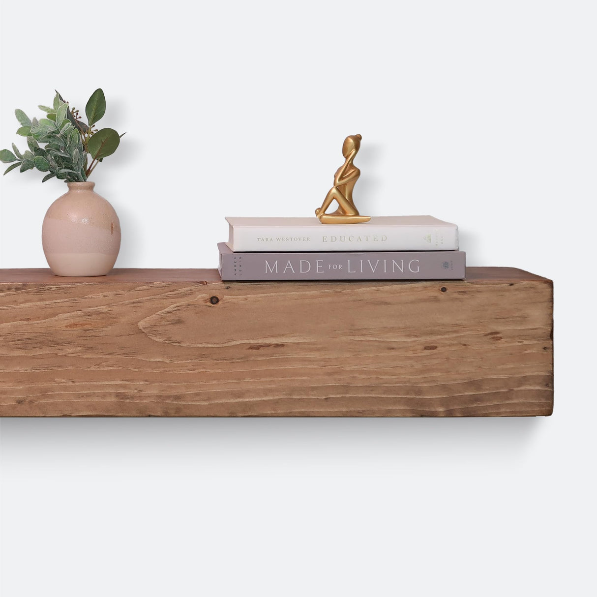 Fireplace Mantel, Rustic, Shelf, Floating Mantle, Real Wood, Beam, URBANDI (Brown, 60Lx6Hx8D) WoodArtSupply