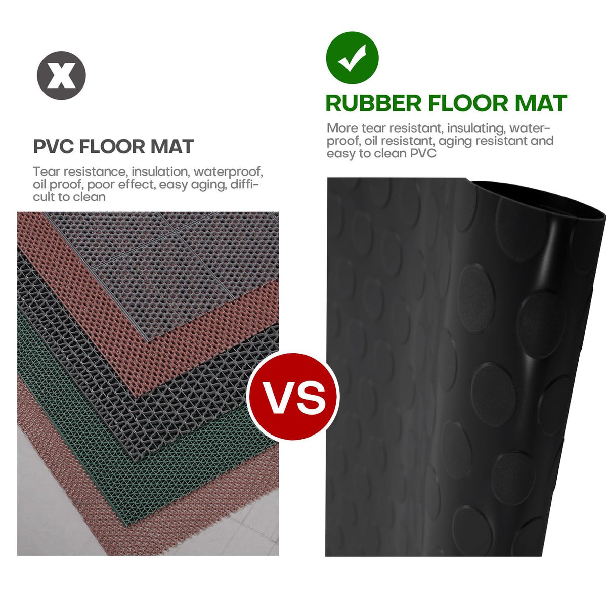 ZERITO Garage Rubber Flooring,4 × 8Ft by 1/8" Heavey Duty Coin-Grip Rubber Flooring Roll,Safety Waterproof Anti Slip Rubber Floor Protector Mat for Workshop,Bench,Cellar,Trailer,Garage,Mews,Cowshed ZERITO
