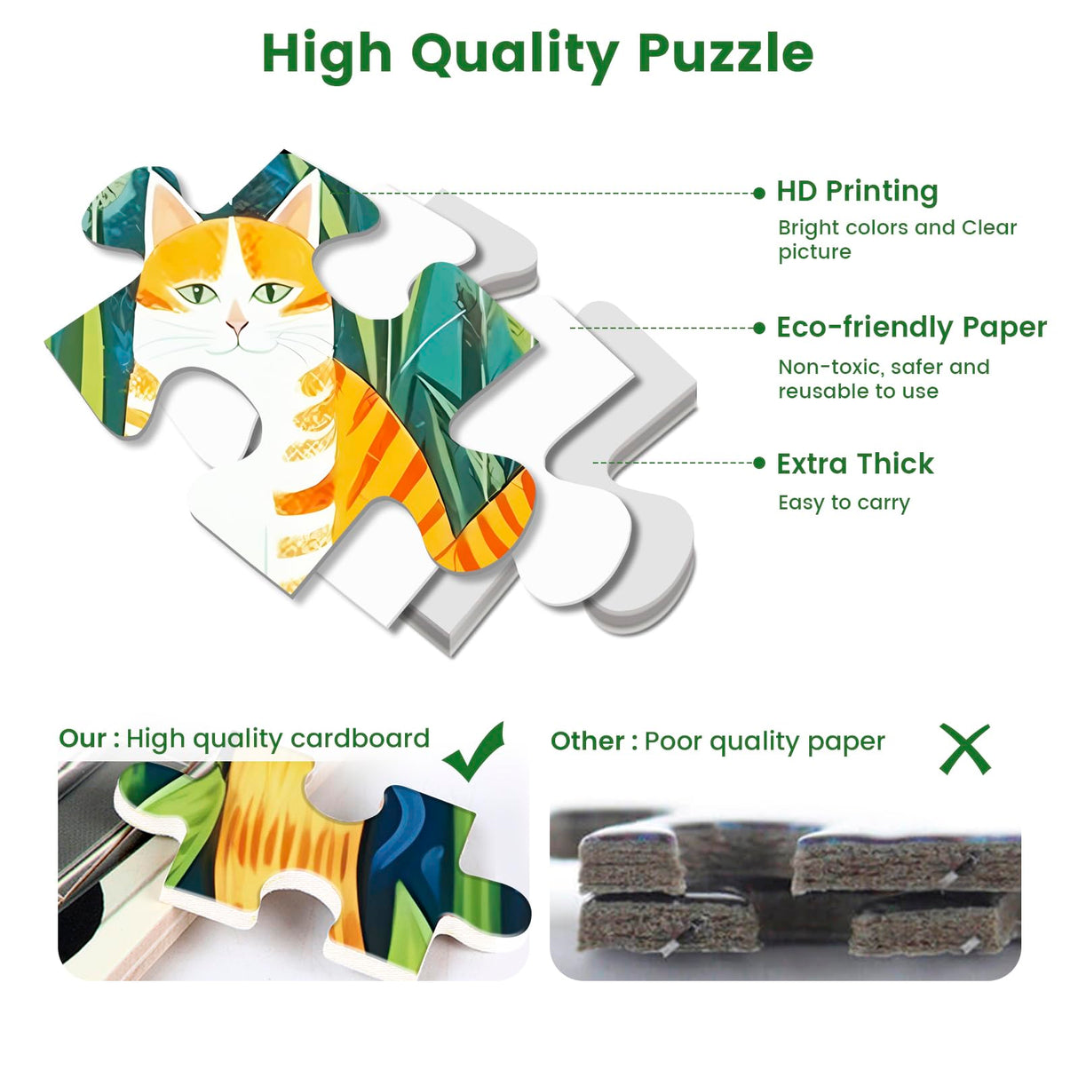 300 Piece Puzzle for Adults-Cats and Flowers | Recycled Cardboard Jigsaw Puzzles 300 Pieces | Challenging Family Activity Great Gift Idea for Family Friends | Difficult Puzzles Size 20.5X 15 inches Edsjegn