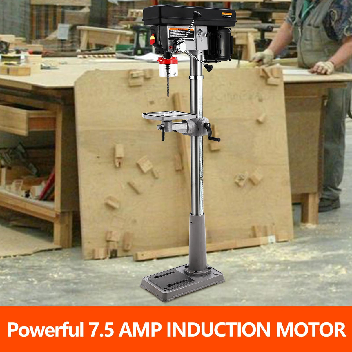 13 in Floor Drill Press, 7.5 Amp 120V, 288-3084 RPM Variable Speed Cast Iron Bench Drill Press, 0-45° Tilting Worktable, Tabletop Drilling Machine for Wood Metal CuisinAid
