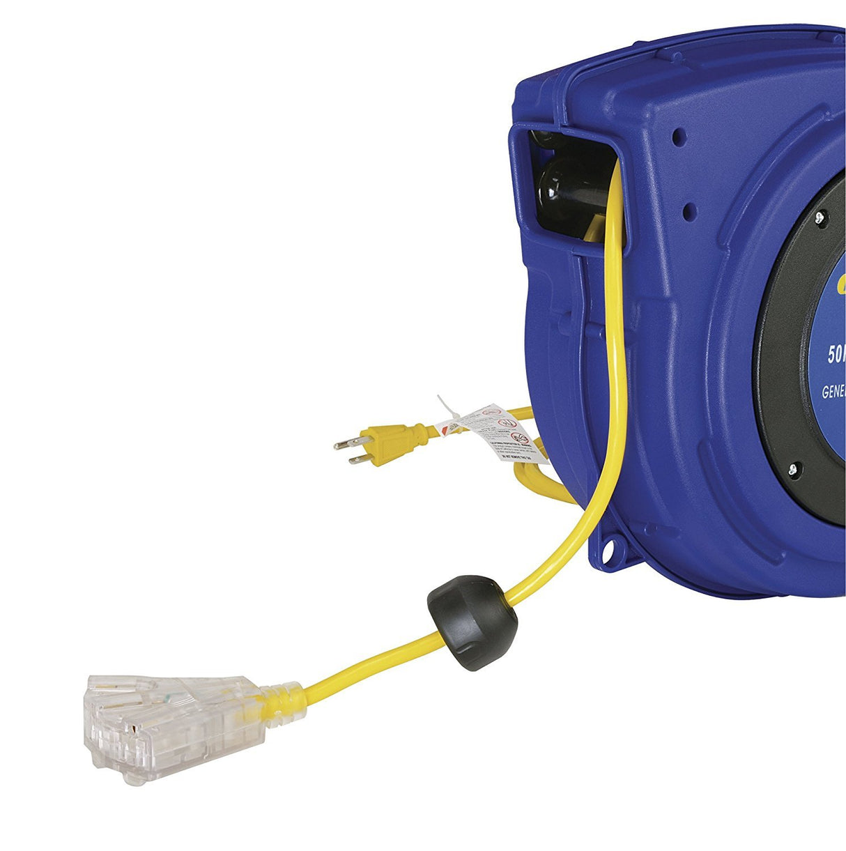 Goodyear Extension Cord Reel Retractable 16AWG x 50' Foot 3C/SJTOW Commercial Cable LED Triple Tap Connector Power 10A 125VAC 938W Goodyear