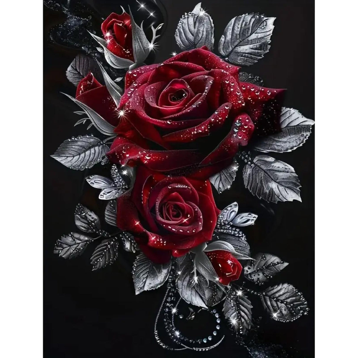 MOMDEDP Rose Diamond Painting Kits for Adults,Rose Flower Diamond Art Kits for Beginners,Roses Gem Art Kits for Adults for Home Wall Decor 16x12inch Floral MOMDEDP