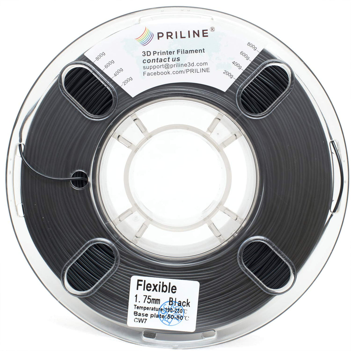 PRILINE TPU Filament PRILINE,98A TPU Flexible Soft 3D Printer Filament 1KG 1.75mm Spool,Black PRILINE