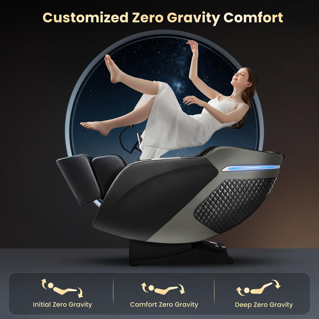 2026 4D Massage Chair, Shiatsu Massage Chair Full Body Recliner 50" SL-Track w/Heat, Body Scan, Zero Gravity, 18 Auto Modes, Foot Massage, Extendable Footrest, Bluetooth, APP & AI Voice Control GOLD TIME